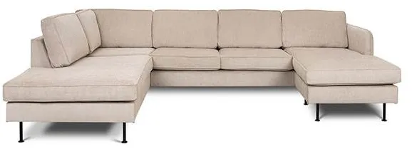 Læsø soffa med schäslong och open-end - 288 x 210 cm - beige sammet - högerställd